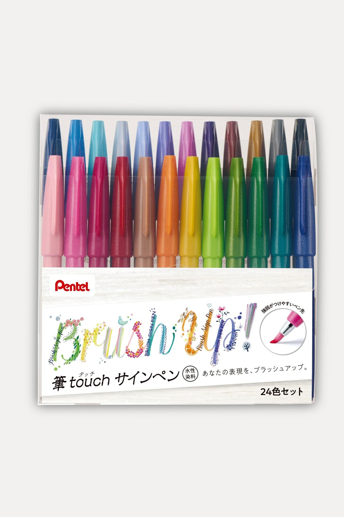 Pentel 24 Color Set Brush Touch Felt Pen
